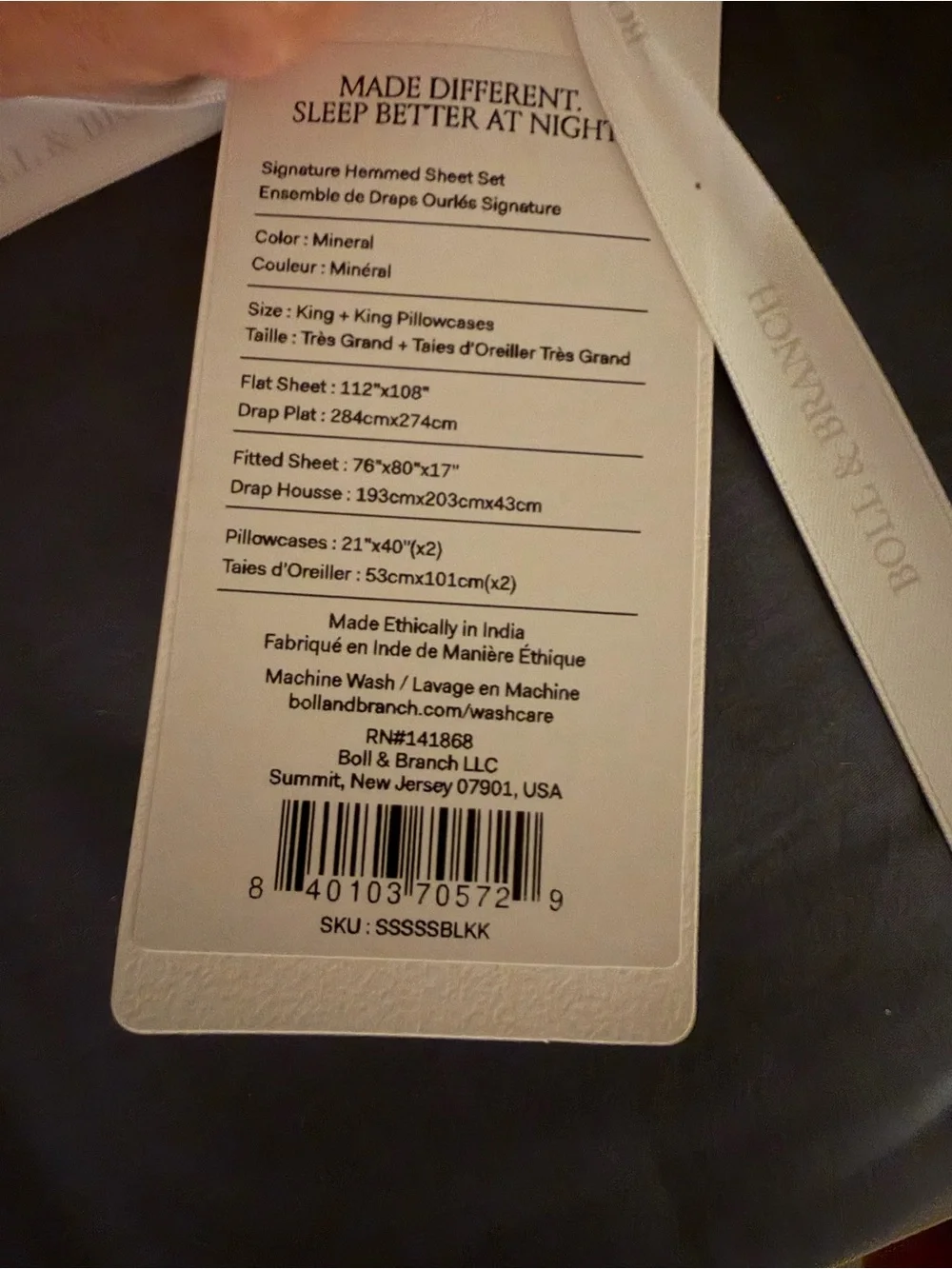 NWT Boll & Branch Signature Hemmed Sheet Set color is mineral